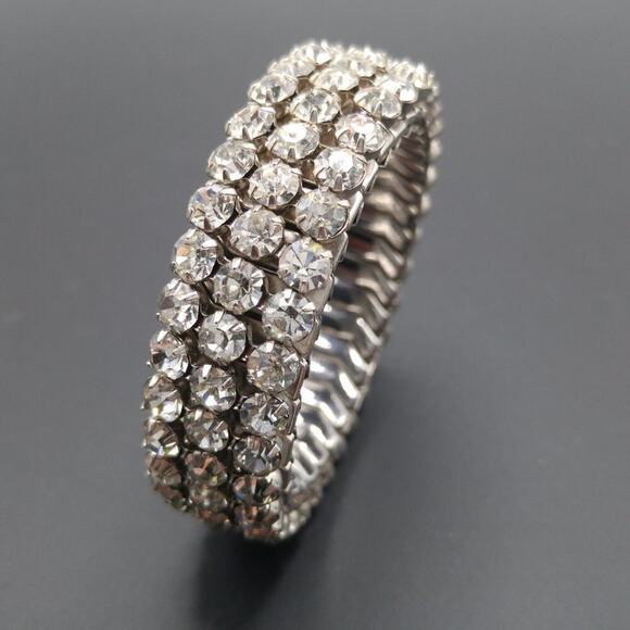 Clear Rhinestone Expansion Bracelet, AirFlex, Made in USA, Vintage Jewelry - Picture 9 of 9